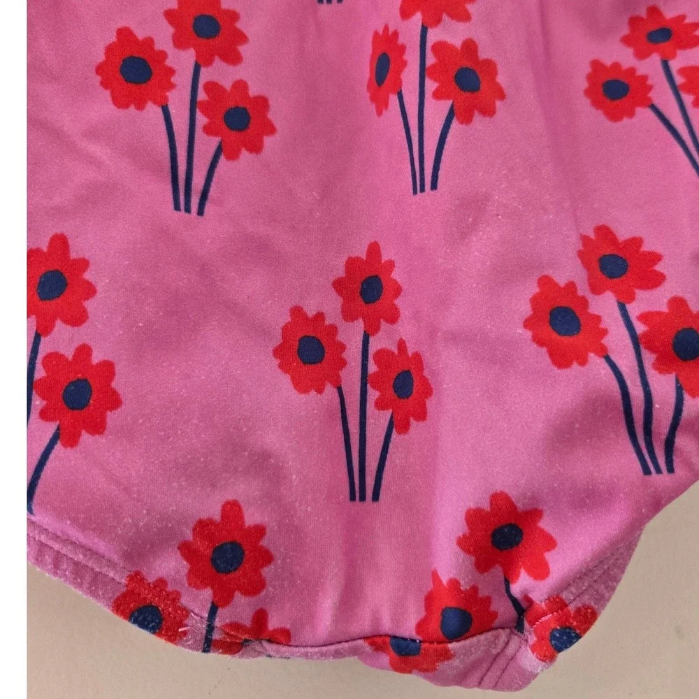 Hanna Andersson Girls Pink Floral Long Sleeve Rash Guard Swimsuit Size 110 US 5